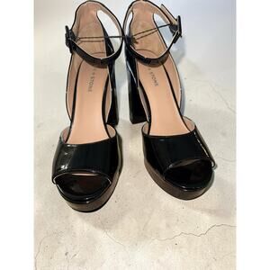 Copied - Sun + Stone Glossy Black Open-Toe -Size 9.5 MSRP $59.50